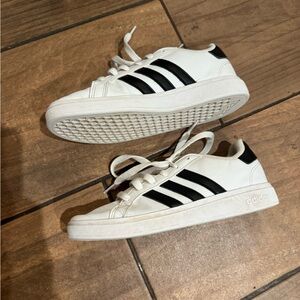 Adidas Classic White Sneakers with Black Stripes